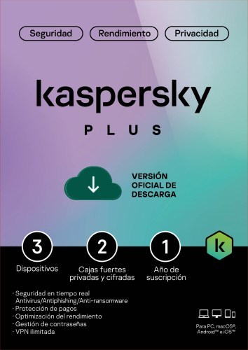 Kaspersky Plus Para 3 PCs por 1 Año